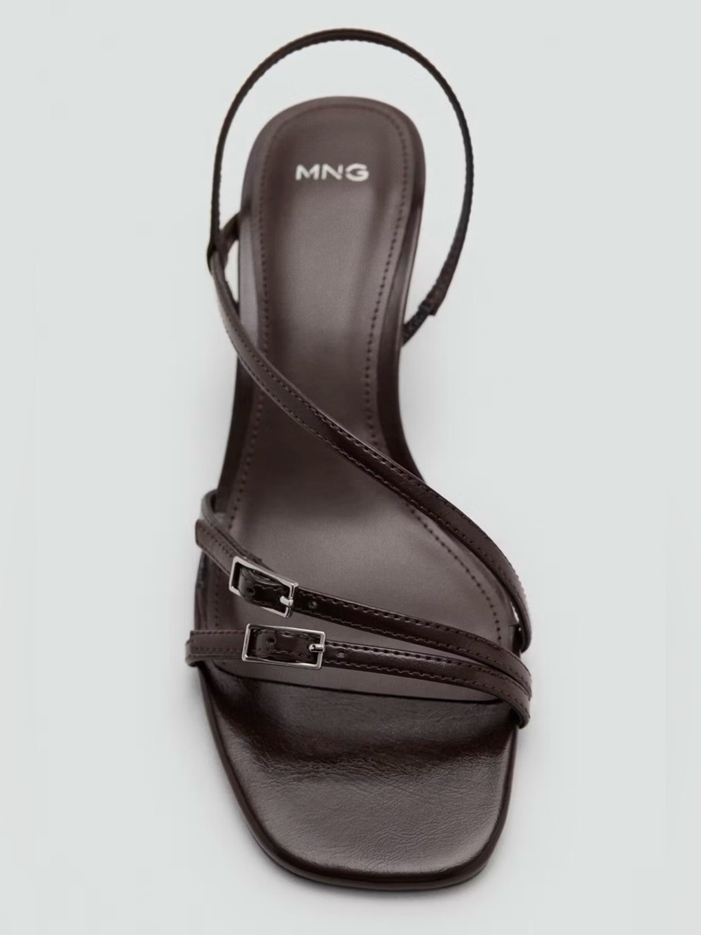 MANGO BROWN KITTEN HEEL SANDALS WITH STRAPS 7.5 7 NEW w/ box .NWOT - Picture 4 of 10